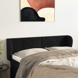Cumpara ieftin Tăblie de pat cu aripioare negru 147x23x78/88 cm catifea