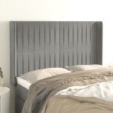 VidaXL Tăblie de pat cu aripioare gri deschis 147x16x118/128cm catifea 3119866