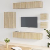 Set dulap TV, 8 piese, stejar sonoma, lemn prelucrat