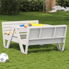 vidaXL Masă de picnic pentru copii alb 88x122x58 cm, lemn masiv de pin