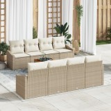 VidaXL Set canapea grădină 7 pcs Bej, alb 55 x 55 x 37 cm