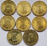 Set complet 8 monede 10 ruble 2012 Rusia, Towns of Martial Glory, unc-Aunc, Europa