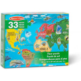 Puzzle de podea 33 piese cu Harta Lumii - World Map, Melissa&amp;Doug 0446, Melissa &amp; Doug