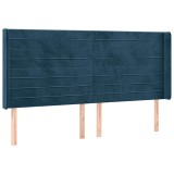 Cumpara ieftin Tablie pat cu urechi albastru inchis 183x16x118/128 cm catifea