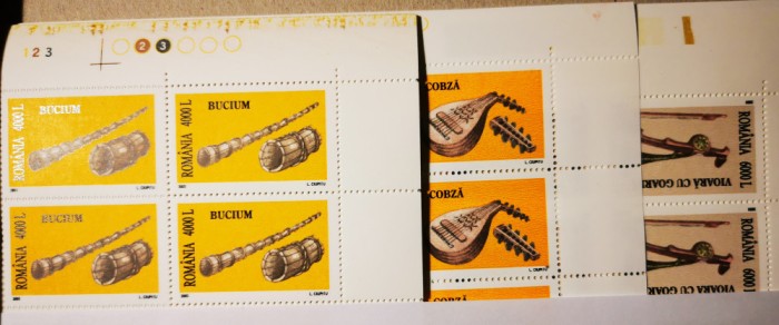 VOC 2003 LP 1619, Instrumente muzicale populare (uzuale ), bloc de 4, MNH,