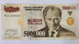 Bancnota 5 000 000 LIRE / LIRA - 1997 - Turcia - P-210b - serie M33385644