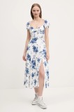 Hollister Co. rochie culoarea alb, midi, evazată, KI359-5081