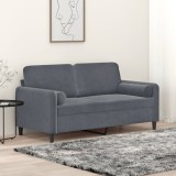Cumpara ieftin Canapea 2 locuri Gossi, 140cm, catifea gri inchis, cu pernuțe decorative, living modern