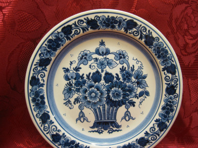 FARFURIE DECORATIVA DELFT OLANDA - CERAMICA CU COBALT 21 CM foto