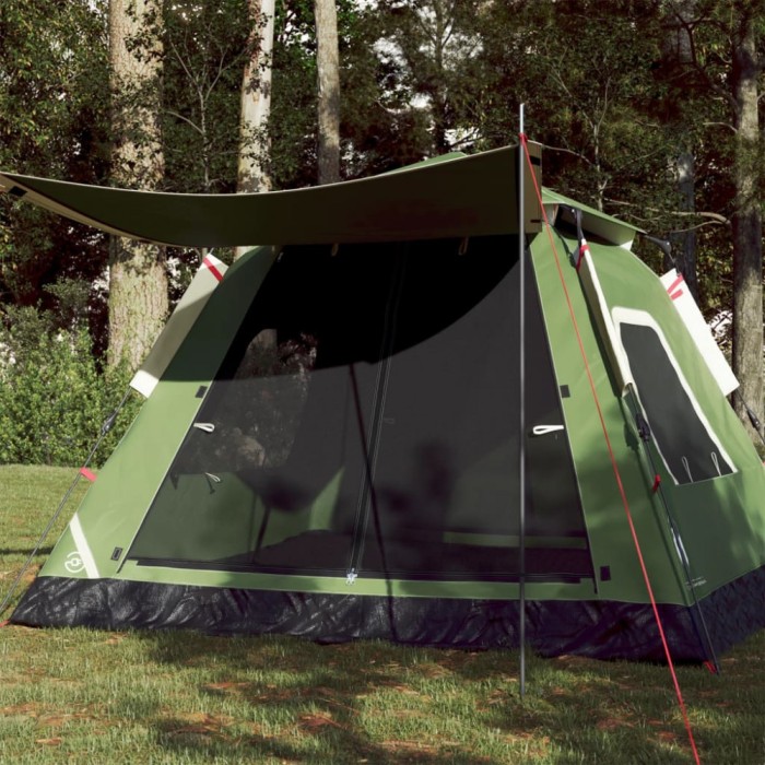 Gossi cort de camping cupola 5 persoane, setare rapida, verde