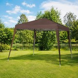 Cumpara ieftin Pavilion pentru gradina/terasa, cadru otel, material Oxford, pliabil, cafeniu, 2.97x2.97x2.5 m