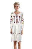 Rochie traditionala dama R25 alb/galben , marimea 2XL