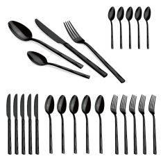Set de tacamuri din inox, 24 bucati, Berlinger Haus, Black Mirror Collection, BH/3074, negru