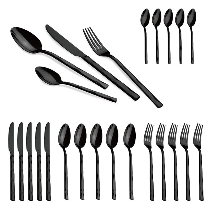 Set de tacamuri din inox, 24 bucati, Berlinger Haus, Black Mirror Collection, BH/3074, negru