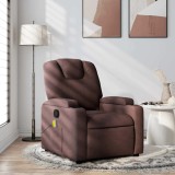 vidaXL Fotoliu de masaj rabatabil, maro &icirc;nchis, material textil