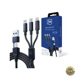 Cablu Incarcare USB-A / USB-C - Lightning / microUSB / USB-C 3MK Hyper 3in1 12W 1.5m Negru