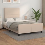 VidaXL Cadru de pat cu tăblie, cappuccino, 120x200 cm, piele ecologică