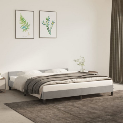 vidaXL Cadru de pat cu tăblie, gri deschis, 180x200 cm, catifea foto
