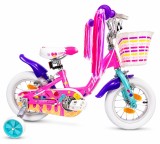 Cumpara ieftin Bicicleta pentru copii DHS Icecream 12 inch, roz, cu roti ajutatoare