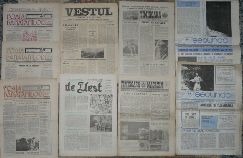 Ziare Foaia banatenilor,Gazeta de Vest,Secunda,Vestul,Secunda,Timisoara  anii 90 | Okazii.ro