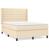 Cumpara ieftin Pat continental cu saltea, crem, 140x200 cm, material textil