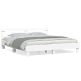 VidaXL Cadru de pat cu tăblie 200x200 cm, alb, lemn prelucrat