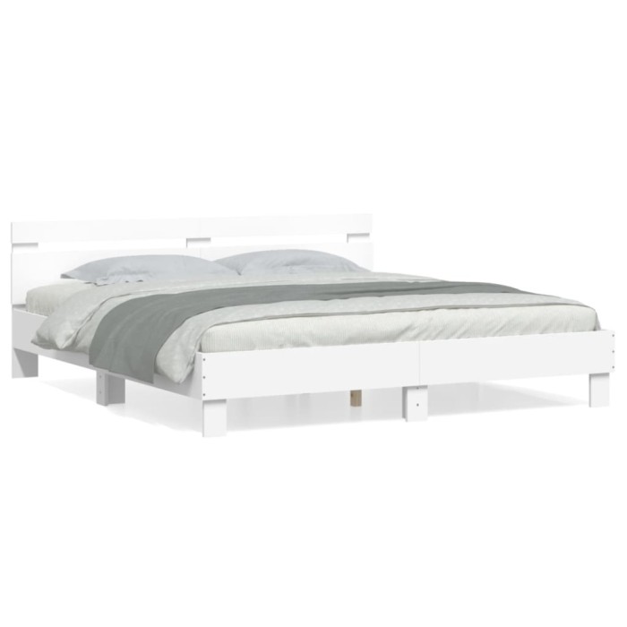 Gossi cadru de pat cu tablie, alb, 180x200 cm, lemn prelucrat