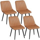 HOMCOM Set de 2 scaune de sufragerie moderne, spătar și șezut curbat, cu tapițerie sintetică, 51x61x78cm, maro | Aosom Romania