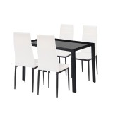 Cumpara ieftin Leziter Set de masa Rowan 4 1 alb-negru Mobalis Homvera