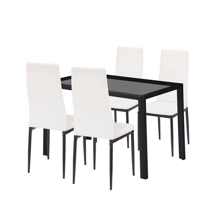 Leziter Set de masa Rowan 4 1 alb-negru Mobalis Homvera