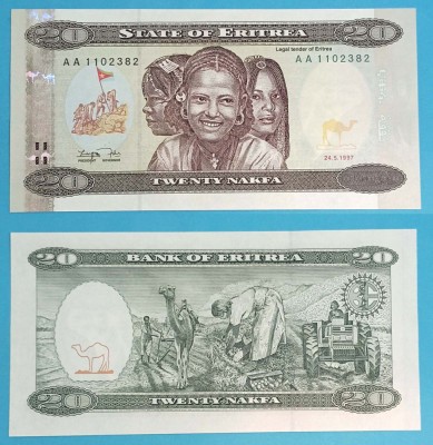 Eritreea 20 Nakfa 1997 &amp;#039;Agricultură&amp;#039; UNC serie: AA 1102382 p#4 foto