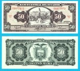 Ecuador (pick 122) 50 Sucres 1988 UNC; Monumentul Eroilor