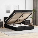 VidaXL Cadru pat otoman cu saltea neagră 140x190cm piele artificială