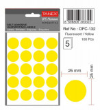 Etichete Autoadezive Color, D25 Mm, 100 Buc/set, Tanex - Galben