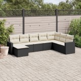 Cumpara ieftin Set mobilier de grădină cu perne, 8 piese, negru, poliratan