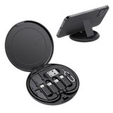 Set Cabluri și Adaptoare 3 &icirc;n 1 cu Suport Telefon, Negru, CMCLASS