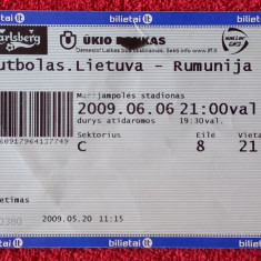 Bilet (rar) meci fotbal LITUANIA - ROMANIA (06.06.2009)