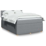 VidaXL Pat box spring cu saltea, gri deschis, 140x190 cm, textil