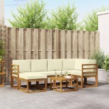 vidaXL Set de canapele de exterior cu pernă 7 pcs Natural și Crem 3366658