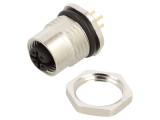 Conector M12 mamă, 4 pini, drept, 4A, IP67/IP68