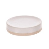 Săpuniera Ceramică Rotundă Cu Insertii &ndash; Alb / Crem