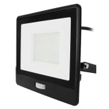 Reflector led smd 50w 6400k ip65 cu senzor miscare - negru