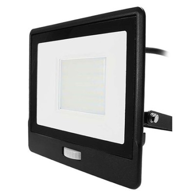 Reflector led smd 50w 6400k ip65 cu senzor miscare - negru foto