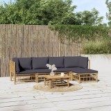VidaXL Set mobilier de grădină cu perne gri &icirc;nchis, 6 piese, bambus 3155232