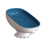 Savoniera din plastic, flippy, cu ventuza, design modern, albastru