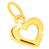 Pandantiv din aur 375 - contur rotunjit mai larg de inimă simetrică, luciu superior