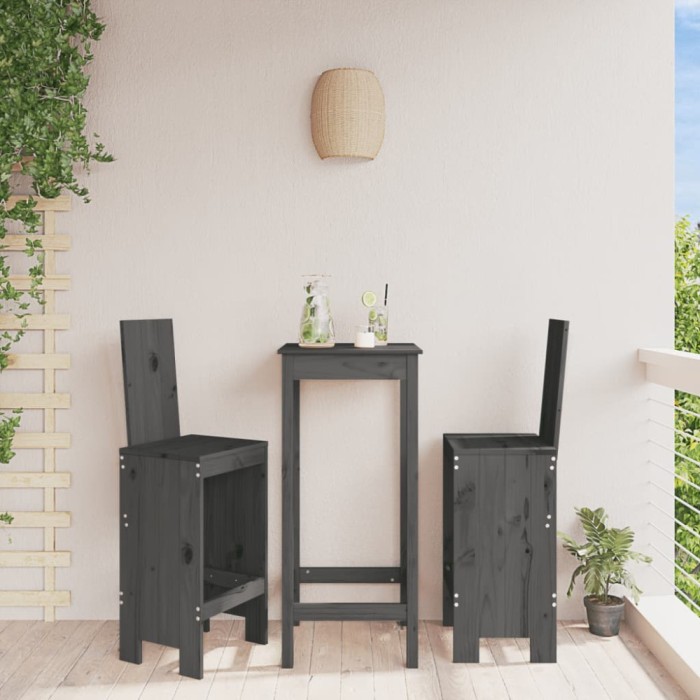 Scaune de bar, 2 buc., gri, 40x42x120 cm, lemn masiv de pin GartenMobel Dekor