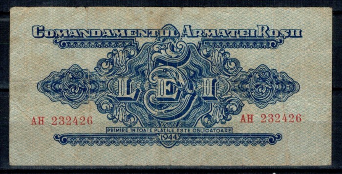 Romania 1944 - 5 lei, Comandamentul Armatei Rosii, circulata