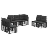 vidaXL Set de canapele de exterior cu pernă 7 pcs Negru Poliester 3437433