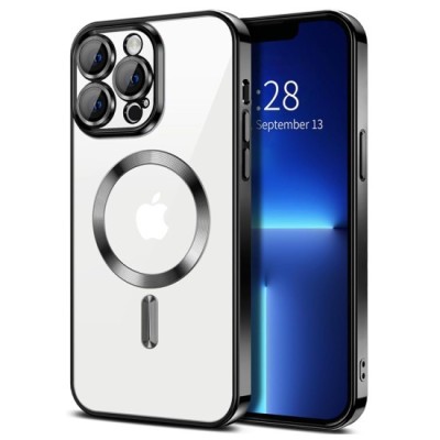 Husa pentru iPhone 13 Pro - Techsuit Luxury Crystal MagSafe - Black foto